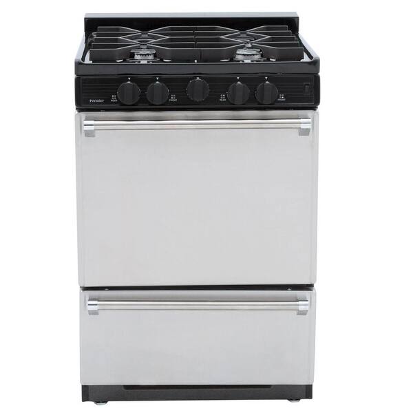 Premier ProSeries 24 in. 2.97 cu. ft. Freestanding Gas Range with Sealed Burners in Stainless Steel