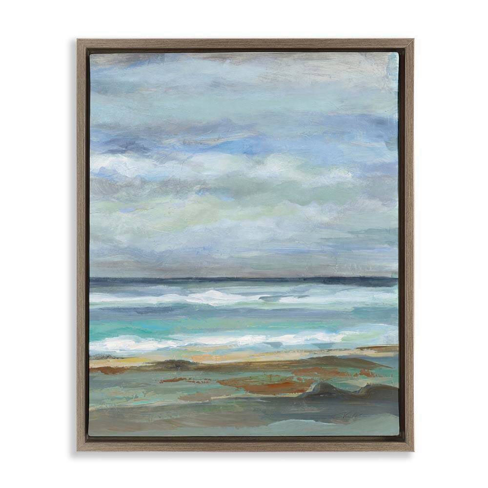 Double Wave Seashore by Silvia Vassileva Brown Floater Frame Coastal Graphic Art Print 31 in. x 25 in. price history on PriceWatchPro