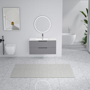 18.25 in. W. x 36 in. D x 19.25 in. H 1 Sink Wall Mounted Bath Vanity in Gray with White Ceramic Top and 2 Drawers