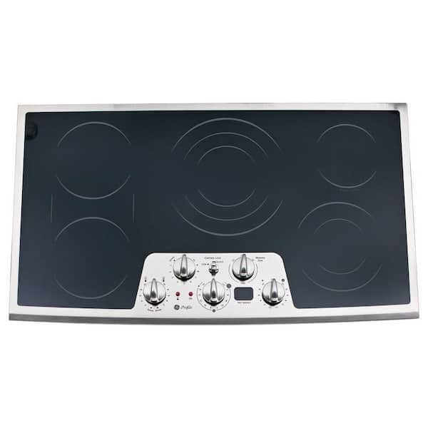GE Profile CleanDesign 36 in. Smooth Surface Radiant Electric Cooktop in Stainless Steel with 5 Elements