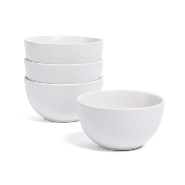 Coupe 4.3 in. 9 fl. oz. Semi-Matte White Hand-Finished Stoneware Mini Serving Bowls, (Set of 4)