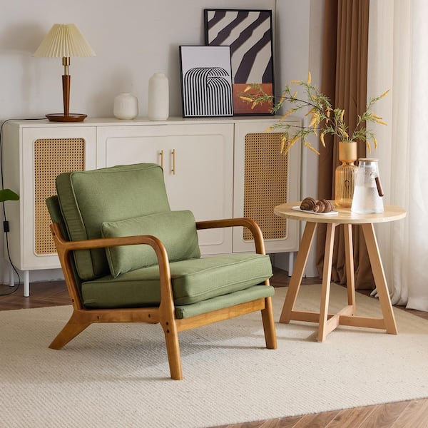 Dark Green Accent Chair with Cushion