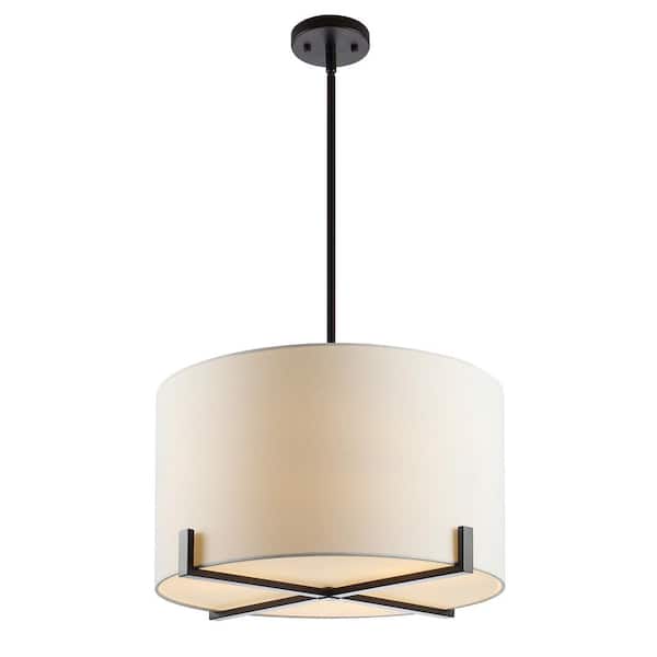 SAFAVIEH Tarlon 4-Watt 3-Light White Pendant Light with Cotton Shade
