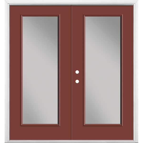 Masonite 72 in. x 80 in. Red Bluff Steel Prehung Right-Hand Inswing Full Lite Clear Glass Patio Door with Brickmold