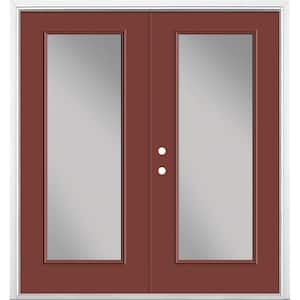 72 in. x 80 in. Red Bluff Steel Prehung Right-Hand Inswing Full Lite Clear Glass Patio Door with Brickmold, Vinyl Frame