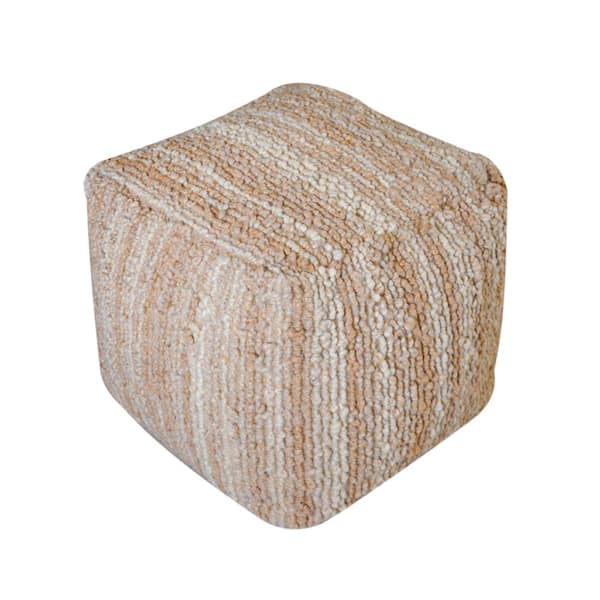 Noble House Beverly Beige Cube Pouf