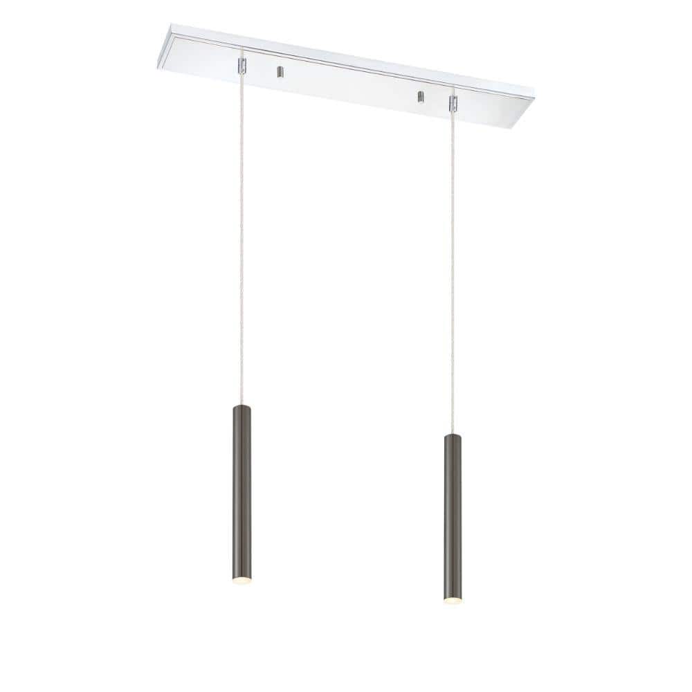Forest 5-Watt 2-Light Integrated LED Chrome Shaded Chandelier with Pearl Bl
