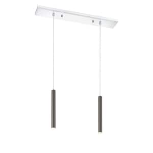 Forest 5-Watt 2-Light Integrated LED Chrome Shaded Chandelier with Pearl Black Steel Shade