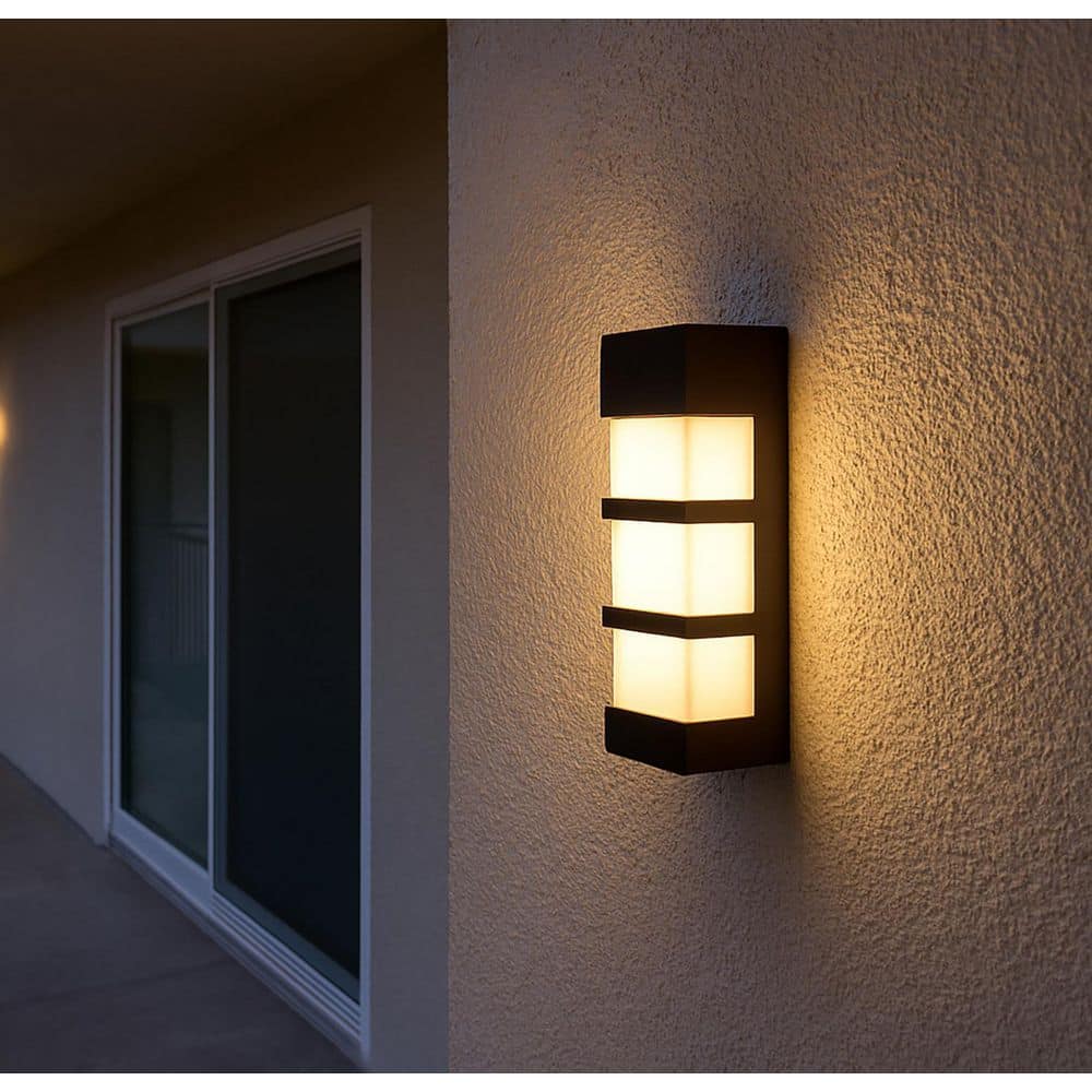 State 12.01 in. Bronze Outdoor Hardwired Coach Sconce with Integrated LED price history on PriceWatchPro