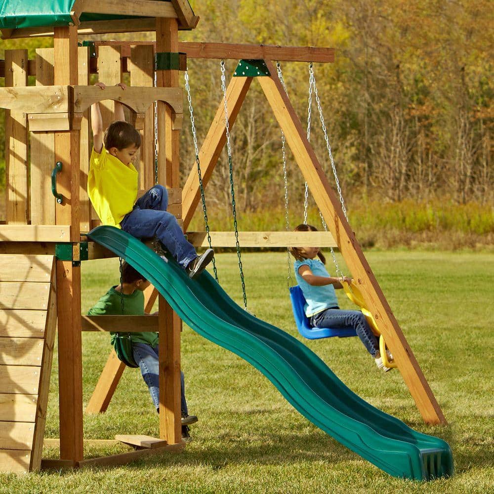 Forest Green Durable Plastic Wave Slide for 4' Deck