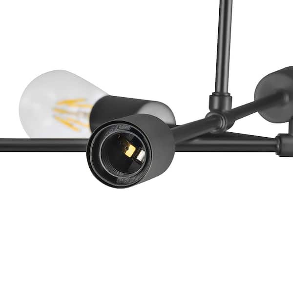 Merra 6-Light Black Adjustable Modern Sputnik Chandelier for