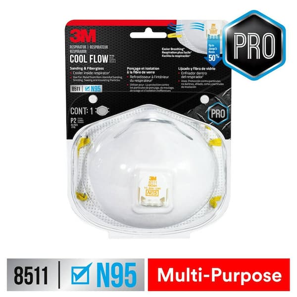 3M 8511 N95 Sanding and Fiberglass Disposable Respirator with Cool Flow Valve (1-Pack)