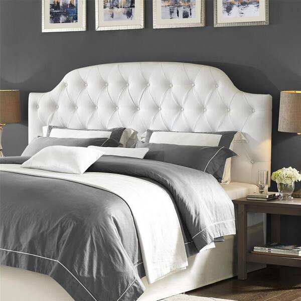 Dorel Living Lyric White King Button Tufted Faux Leather Headboard