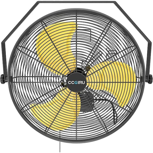 20 in. 3-Speeds Outdoor Wall Mounted Fan in Yellow with IP44 Enclosure Motor, Sealed Control Box, GFCI Plug