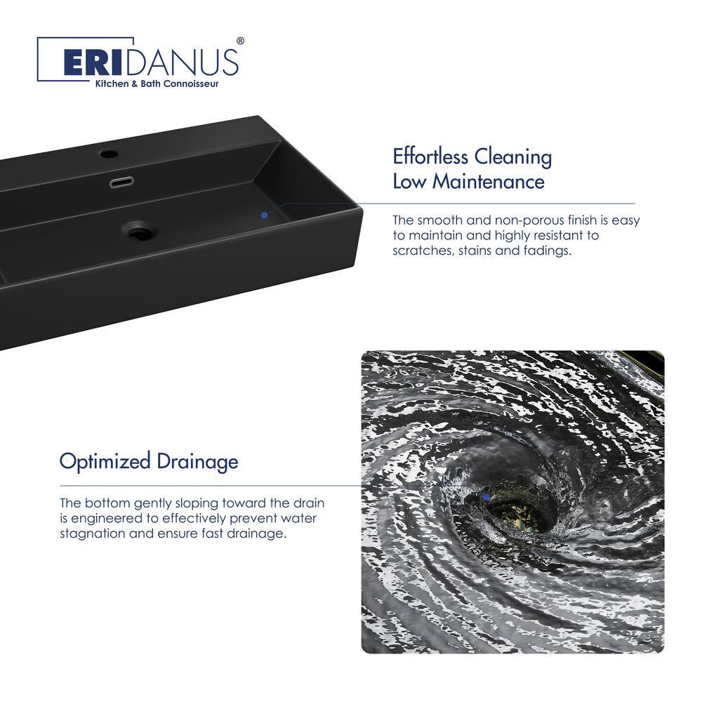 Turner 30" Matte Black Ceramic Wall-Mount Bathroom Sink
