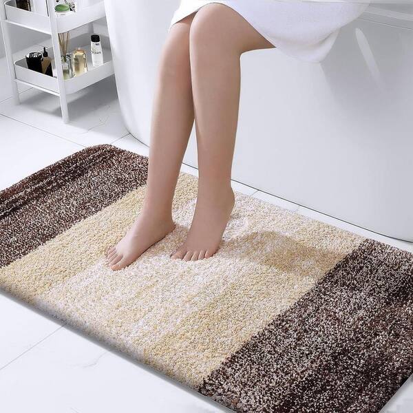 Luxury Bathroom Rug Mat Extra Soft and Absorbent Microfiber Bath Rugs Brown  