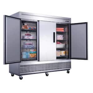 81 in. 72 cu. ft. 3 Door Commercial Reach In Upright Refrigerator in Stainless Steel