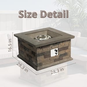 28 in. Faux Stone Square Concrete Outdoor Propane Fire Pit with Lava Rock and Rain Cover