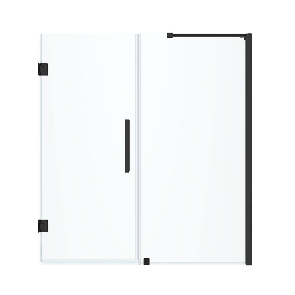 Tampa-Pro 56" x 72" Black Frameless Glass Shower Kit