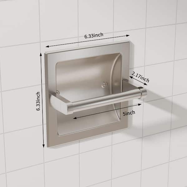 5 in. Stainless Steel Recessed Toilet Paper Holder in Brushed Nickel, Pivoting in Wall Toilet Paper Holder