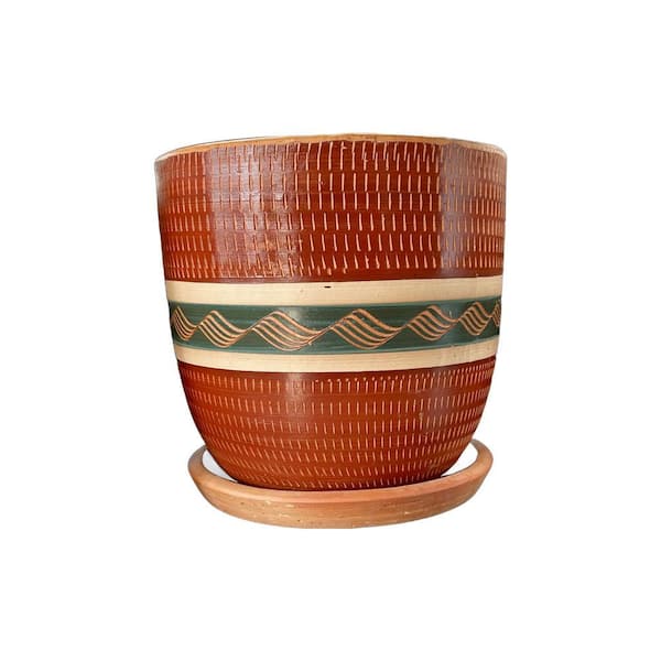 Medium Red and Green Terracotta Planter Garden Oasis Collection