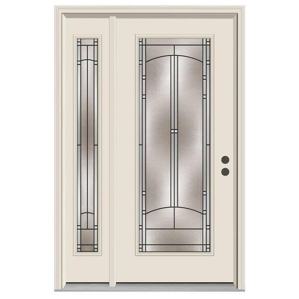 JELD-WEN 50 in. x 80 in. Full Lite Idlewild Primed Steel Prehung Left-Hand Inswing Front Door with Left-Hand Sidelite