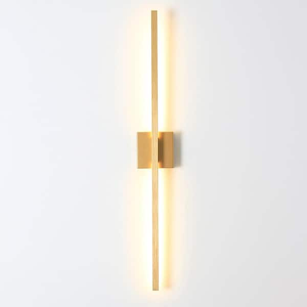 UMEILUCE 1-Light 35.6 in. Minimalist Linear Gold LED Wall Sconce with ...