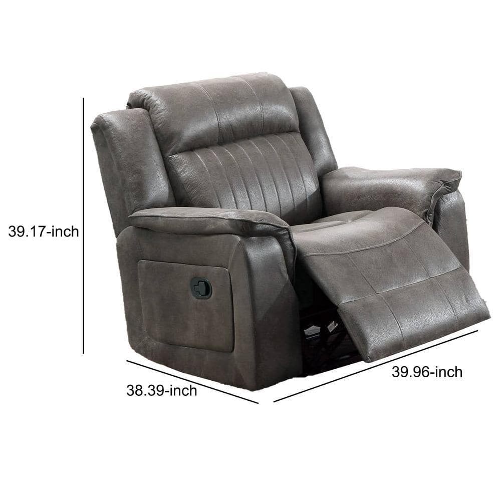 Luxurious Gray Fabric Manual Recliner Chair with Pillow Top Arms