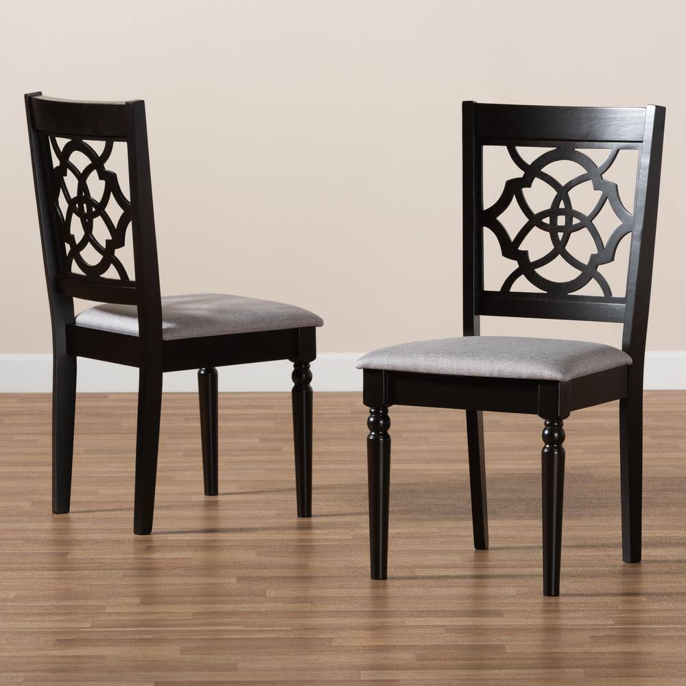 Renaud Dark Brown Upholstered Leather Side Chair with Wood Frame