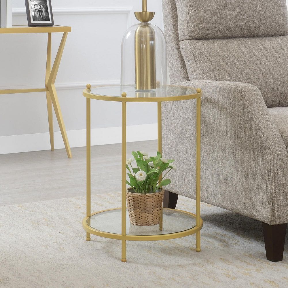 Royal Crest 18 in. Chrome Standard Height Round Glass Top End Table