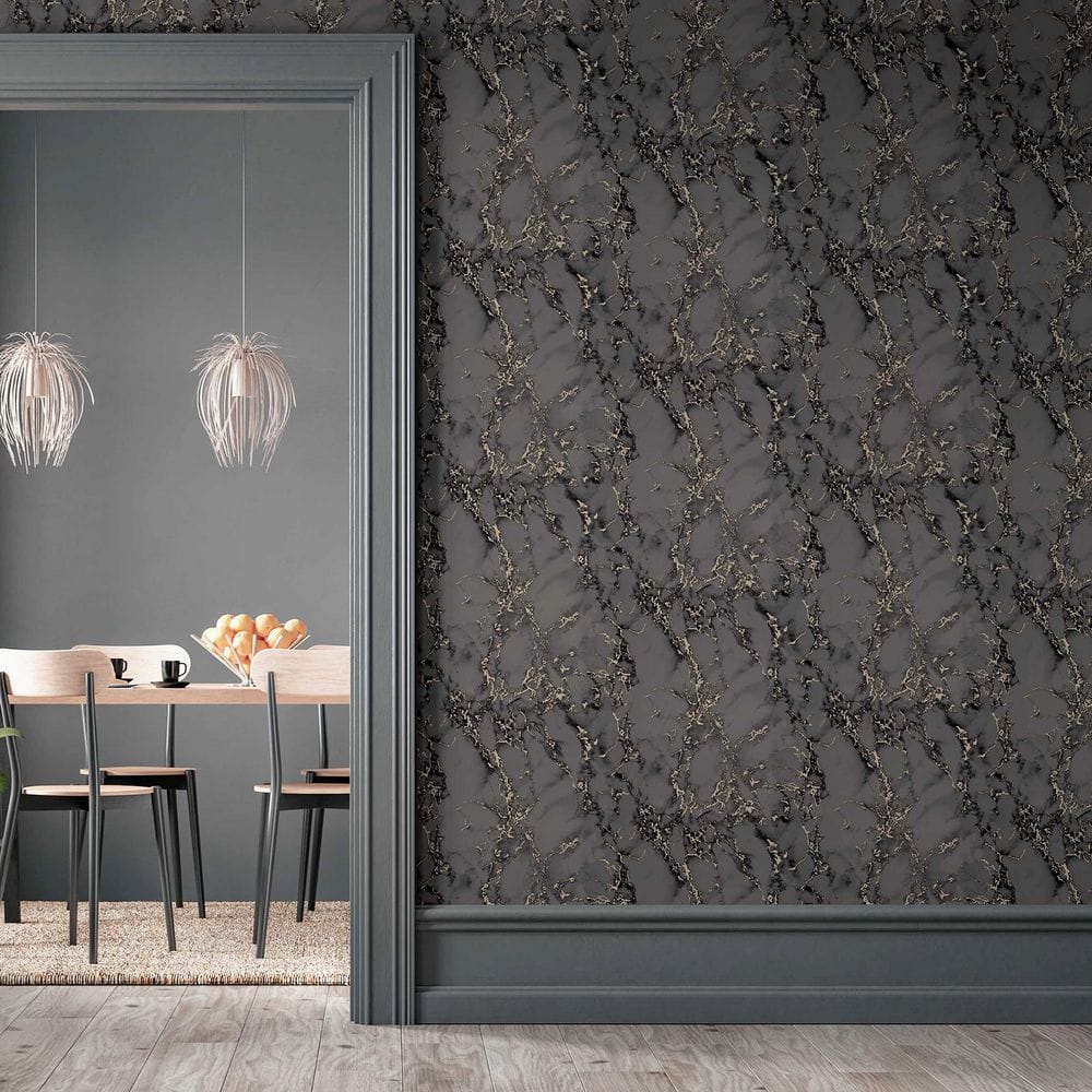 Siward Charcoal Grey Metallic Marble Wallpaper Sample price history on PriceWatchPro
