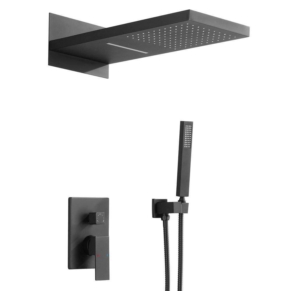 Lia 2-Handle 3-Spray Patterns Rectangle High Pressure Shower Faucet in Matte Black (Valve Included) price history on PriceWatchPro