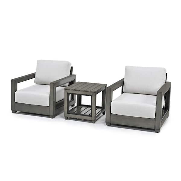 Luxe Haven 3-Piece Aluminum Outdoor Conversation Set with Hand-painted Frame and Gray Cushions