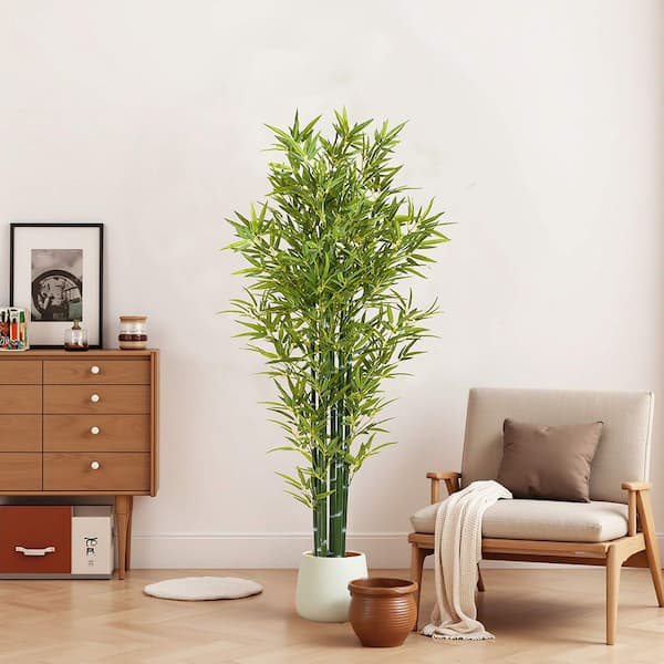 Avex 6 ft. Artificial Bamboo Faux Tree in Pot (Set of 2)