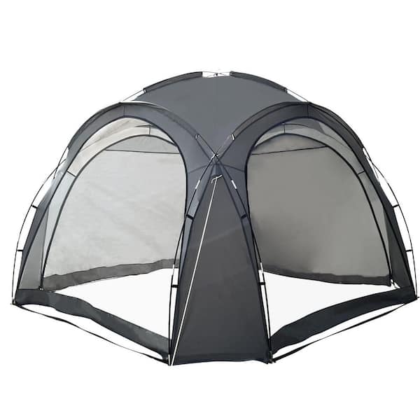 Miscool Anky 12 ft. x 12 ft. Gray Easy Beach Tent Pop Up Canopy UPF50+ Tent Side Wall Ground Pegs Stability Poles