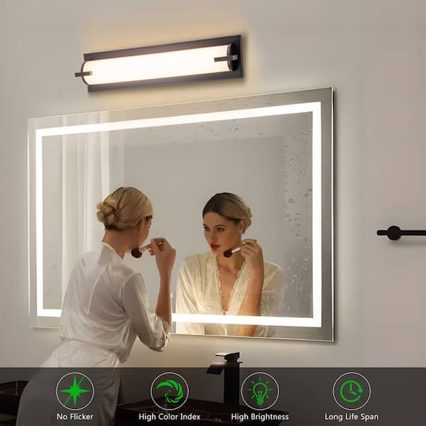 17.5 in. 1-Light 24-Watt Oil-Rubbed Bronze LED Bathroom Vanity Light Bar with Acrylic Shade