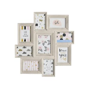 23 in. W. x 21 in. 9-Opening Wall Collage, Picture Frame, Cream