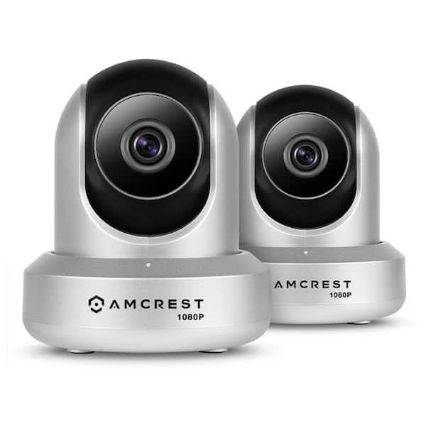 Amcrest ProHD 1080p Wi-Fi 2-Way Audio Wireless IP Security Camera with Pan/Tilt 1920TVL IP2M-841, Silver (2-Pack)