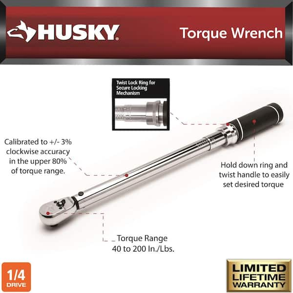 40 in./lbs. to 200 in./lbs. 1/4 in. Drive Torque Wrench