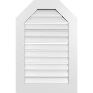 24 in. x 36 in. Octagonal Top Surface Mount PVC Gable Vent: Functional with Standard Frame
