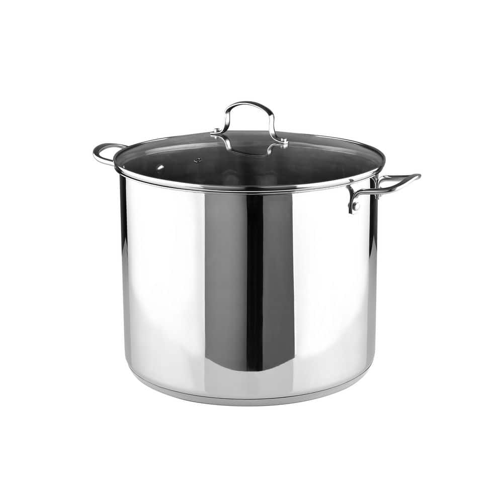 Bergner Essentials Stainless Steel Soup Pot With Tempered Glass