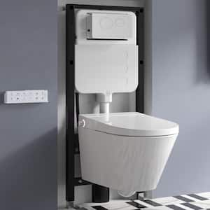 Wall Hung Elongated Smart Toilet Bidet in White with Tank, Auto Open, Auto Close, Night Light, Heated Seat and Remote