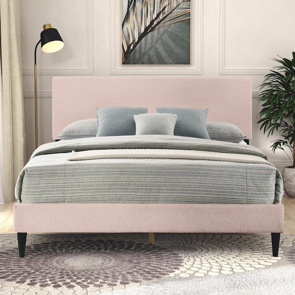 GALANO Bayson Brooklyn Pink Wood Frame Queen Platform Bed Headboard