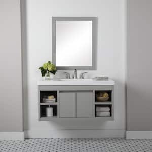 Stockley 19 in. W x 19 in. D x 22 in. H Single Sink Floating Bath Vanity in Gray with White Cultured Marble Top