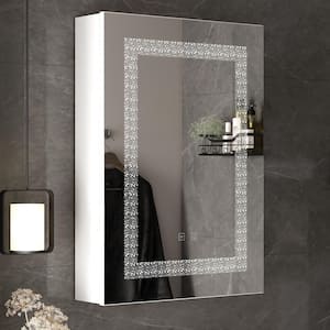 20.1 in. W x 27.8 in. H Rectangular Bathroom Medicine Cabinet with Mirror, Anti-Fog, Hidden Storage Shelves, LED Lights