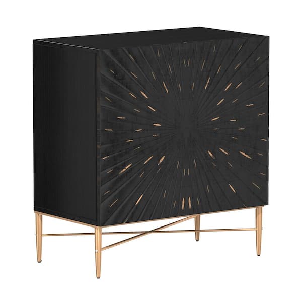 Boyel Living 32 in. H Vintage Wood 2 Door Storage Cabinet in Black