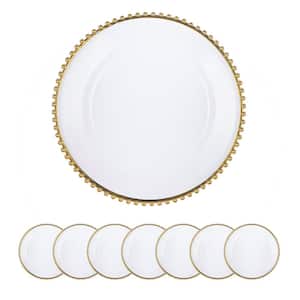 Premium 13 in. Silver Plastic Charger Plate (Set of 8) for Weddings Birthday Parties and Family Gathering Decorative