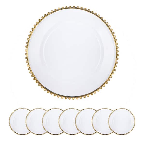 Premium 13 in. Silver Plastic Charger Plate (Set of 8) for Weddings Birthday Parties and Family Gathering Decorative