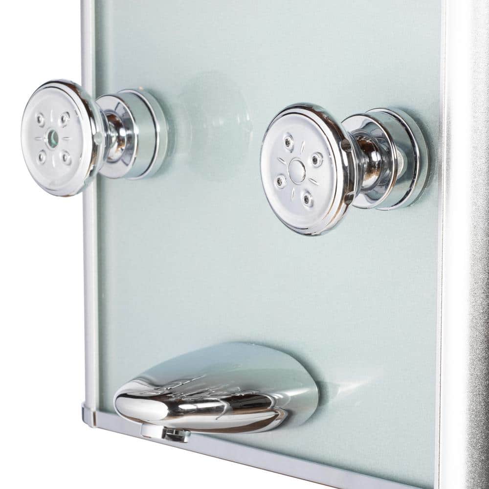 Kihei II Silver Glass Multi-Function Shower Panel with Jets
