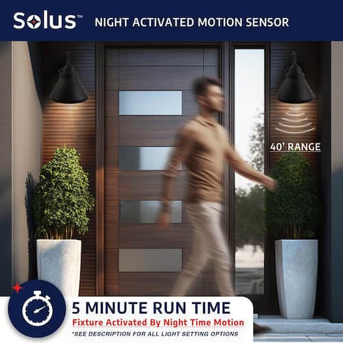 Goose 40-Watt Equivalent 800 Lumen Black Motion Sensing Dusk-To-Dawn Flood Light No Bulb Included SOLUS Floodlights